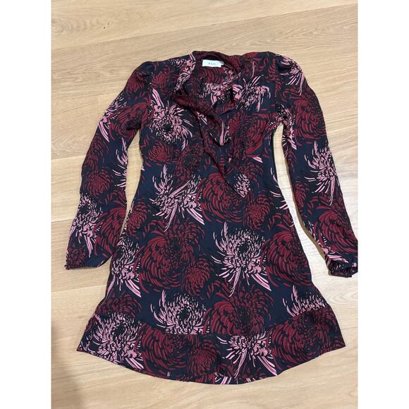 A.L.C Emery Floral Long-Sleeve Dress in Red, Pink and Navy. Size 0 $495 - Picture 3 of 5
